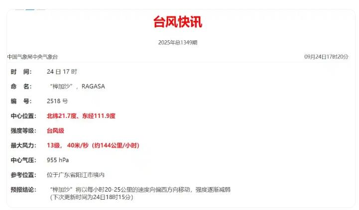 台风“桦加沙”在广东阳江登陆